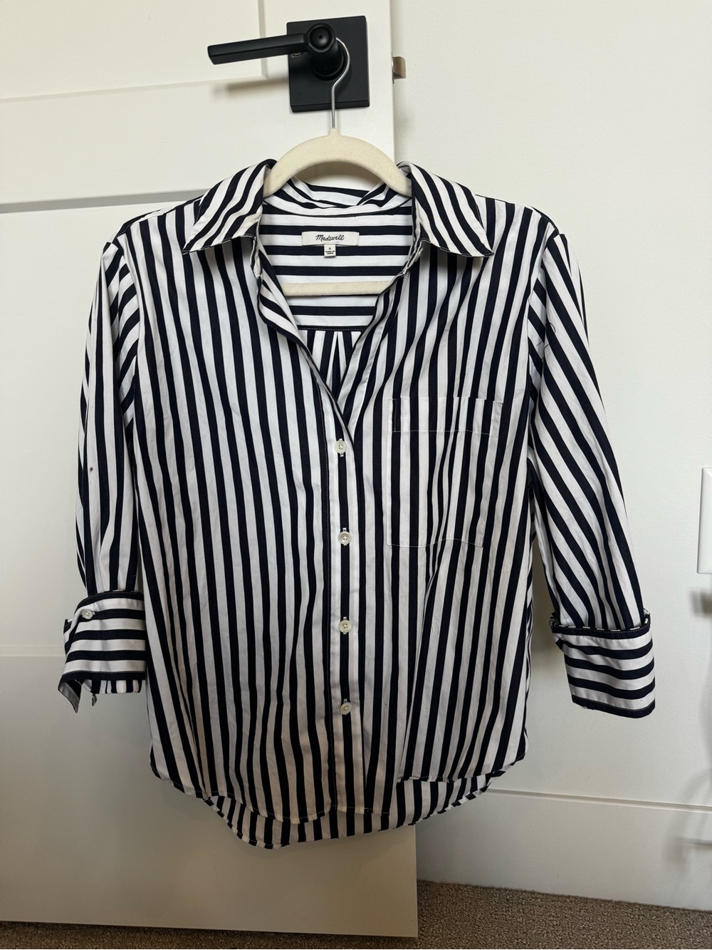 Madewell Navy White Striped Button Down Shirt Size Small